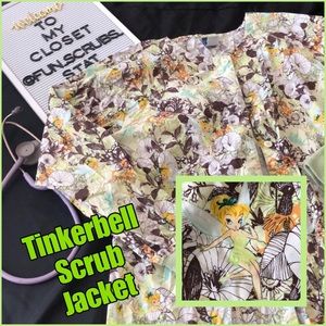 Scrub Jacket 💚Tinker bell button up tie back ⭐️